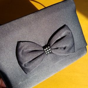 Black silky fabric evening bag